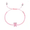Strand Pink Ribbon Charme Armband Brustkrebserkrankungen Bewusstsein Armbänder Glaube Mut Stärke Inspirierender Armreifen Schmuck Schmuck