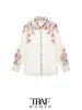 Women's Blouses -Women's Floral Print Shirts Semi Sheer Long Sleeve Button-up Tops Female Chic Fashion