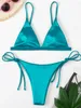 Costumi da bagno femminile femminile da bagno femminile a due pezzi Bikini set da bagno a bather nuotare a 6 colori in raso taglio alto taglio brasiliano