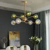 Lustres de lustres modernos ramificações de vidro colorido teto de bola led para sala de jantar de jantar de quarto lumin