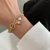 Link Bracelets Vintage For Girls Chain Hand Jewerly Temperament Korean Bangles Wristbands Pearl Women