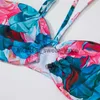 Женские купальные костюмы Para Praia 2023 Halter Bandeau Bikini Women Swimsuit Women Women Floral Push Set Brazilian Bathing Comse для H240507