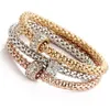 Bijoux Alliage à trois couleurs Chaîne de maïs en pop-corn élastique avec bracelet pendentif en diamant pour femmes pour femmes