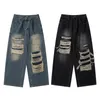 Jeans masculins mode unisexe Ripped Y2K Pantalons hommes lavés Baggy gothique grunge vintage pour femmes Streetwear Malles