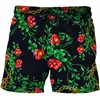 Short masculin plante de mode masculine 3d feuilles rouges fleurs imprimées / femmes streetwear harajuku style plage préférée l'été