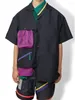 Chemises décontractées pour hommes 23SS Kolor Abe Runyi Japonais Double couleur irrégulière Couleur en maille ample correspondant à manches courtes à manches courtes pour hommes