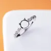 Anelli di cluster 6x6mm 8x8mm 10x10mm Cabochon Ringele a monte semi -montaggio 925 Sterling Silver Women Engagement Impostazione del matrimonio 308M