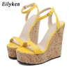 Eilyken open teen enkelband platform Wedges dames sandalen super hoge cover hiel gladiator dames schoenen buckle zomer sandalen j2028439723