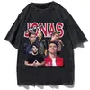 Мужская футболка хип-хоп-рок-рок Jonas Brothers Printed Футболка Vintage Cotton Extra Girt Fashion Mens Casual Street Clothing футболка Topl2405