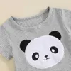 Kleidungssets Baby Shorts Set Kurzarm Crew Crew Neck Stickerei Panda T-Shirt mit 2-teiliger Neugeborenen Kleidung H240507