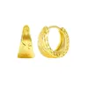 Hoop Earrings Wholesale 18k Pure Gold Color Simple Chunky Bread For Women Jewelry Wide-faced Net Red Office Lady Accessories