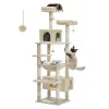 Scratchers H184CM Large Cat Tower with Sisal Scratching Posts Spacious Condo Perch Stable for Kitten MultiLevel Tower Indoor Cozy Hummocks