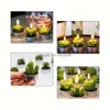 Candles 12Pcs Tea Valentines Day Decoration Handmade Exquisite Amber Cactus Candle Suitable For Party Wedding Spa Home Drop Delivery G Dh1Op