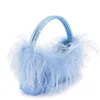 Bag Model 2024 Luxury Fashion Ostrich Feder Party Abend Clutch Women Hochzeitsbaus Handtaschen Handtaschen