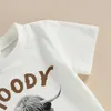 Zestawy odzieżowe Dziewczyna maluch 2PCS Western stroje z krowy z krótkim rękawem Koszulki T-shirty z zestawem flara