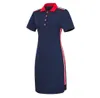Frauen Plus -Größe kurze Ärmel Polo T -Shirt Top Stripe Bodycon Midi Bleistift Kleid T1906083097625