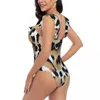 Damskie stroje kąpielowe Seksowne jednoczęściowe kostium kąpielowy 2024 Kobiety Lampart Animal Leopard Ruffled Monokini Bodysuit Girl Beach Bathing Suit