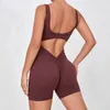 Women's Jumpsuits Rompers Summer Sexy Hollow Scrunch Short Jumpsuit Push Up Unitard Gym Playsuit Women Romper One Piece Sport Outfit Set Overalls T240507