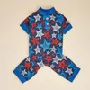 Vêtements pour chiens pyjamas à rayures American Flag Vêtements d'étoile pour les petits chiens Girl Boy costume chiot curide avec pieds pour animaux de compagnie