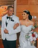 2024 Arabski Aso Ebi Ebi Mermaid Suknie ślubne Luksusowe kryształowe koraliki z ramiona Wsparcia Kaplica Train African Garden Weddings Suknia Vestidos