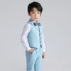 Jongens tienerjurk kinderen vest set multi color kleur chicy hosting piano performance kostuum (vest + broek + shirt + bowtie)