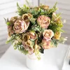 Fleurs décoratives Docidaci automne artificiel blanc rose en soie de mariage pour maison décoration bouquet de haute qualité arrangement floral de luxe de haute qualité