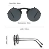 Солнцезащитные очки металлический флип -паровой панк модные циркулярные мужчины и женщины