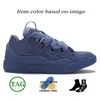 Top -Qualität Denim Blue Curb Designer Schuhe Plattformplattformleder Leder Kalb