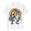 Camisetas para hombres Pastor alemán Riding Dinosaur T Rex Camiseta para Men Rainbow Camiseta Diseño de algodón Tops Camiseta Faddish Mens T Shirts T240505