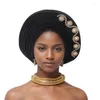 Abbigliamento etnico nigerian wedding gelhes africano headtie auto gele turbanti per donne aso oke tessuto copricapo musulmano testa femmina