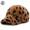 Ball Caps fs Pink Brown Leopard Baseball Cap pour hommes chauds en peluche Femmes Luxury Streetwear Hip Hop Cassades Sunshade Casual Sunshade Hats Bone Y240507