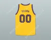 Custom mass jovens/crianças Cole Brown 00 Jersey de basquete amarelo com Martin Patch Top Stitched S-6xl