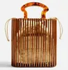 Mode Luxury Women Bags Designer Acrylgriff gewebte Tasche Bamboo Bag Stich hohl Clutch Bali Strand Urlaub Handtasche 240430