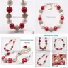 Beaded Necklaces Newest Design Christmas Kid Chunky Beads Necklace Red Gold Color Girl Bubblegum Jewelry For Children Drop Delivery Pe Dhzfw