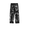 Męskie dżinsy 2021 Dark Streetwear Tie bar barwnik Tassel Zakreserzy mężczyźni proste dżinsy spodnie swobodne kobiety luźne dżinsowe spodnie pantelones J240507