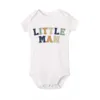 Familienübergreifende Outfits Mama Little Man Printed Family Matching Kleidung Mutter Sohn Kurzarm Outfit Shirt Fashion Mom Boy T-Shirt Tops Baby Bodsuit D240507