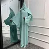 Vêtements ethniques Eid Plain Modestes Abaya avec écharpe Femmes musulmanes Hijab Robe Ramadan Turquie islamique Dubaï robe Middle East Prayer Garment