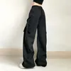 Cibbar Black Baggy Cargo Hosen Harajuku niedriger Aufstieg lose geradlinige Hosen koreanische Streetwear Y2K -Hosen Ästhetische Frauen Basis 240506