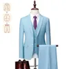 Herenpakken Blazers Heren Three -Pally Suit (jasvestbroeken) Zakelijk informele formele werkkleding Bruidegoms Wedding Jurk Solid Color Promotional Set Q240507