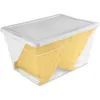 Boîtes de rangement Colgodes 56 Quart Boîte à contenant de rangement empilable en plastique épais durable avec couvercle de verrouillage intégré transparent (24 packs) Q240506