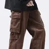 Pantalon masculin pantalon pour hommes en vrac low rige streetwear large jambe vintage plusieurs grandes poches décontractées cargo fitness gym pantalon