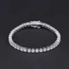 Bangle Oevas% 925 Sterling Silber 3mm künstlicher Diamant -Edelsteinarmband Charmante Hochzeit Tennis Exquisite Schmuck Großhandel Dropship Q240506