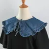 Szaliki Odłączana koszula Fałszywe obrońcy Akcesoria Lolita Doll Shawl Ruffle Denim Ramię Kobiety