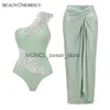 Women's Swimwear 2024 new womens swimsuit sequin leaf embroidery one piece Salon two-piece beach suit bikini H240507