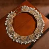 Chaines Retro European Industry Industry perle Fringe Fringe Collier plaqué Real Gold Gemstone incragieuse Choker Luxe Luxe Bijoux