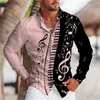 Chemises décontractées pour hommes Nouveaux hommes Summer Slve Shirt Music Music Impression de design Button T-shirt confortable Men élégant Shirts Vêtements décontractés surdimensionnés T240505