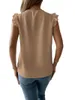 Kvinnors blusar Chiffon Top for Women Casual Clothing Ruffle Short Sleeve Blue Girls Shirt Tops Solid