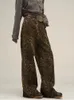 Women's Jeans HOUZHOU Tan Leopard Women Denim Pants Female Oversize Wide Leg Trousers Streetwear Hip Hop Vintage Clothes Loose Casual