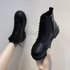 Boots Women Boot 2024 Plus Size Motorcycle Ankle Platform Anti Slip Lacing Black Leather Oxford Sports Shoes