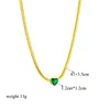 Colares pendentes Dieyuro 316l Colar de cristal verde em aço inoxidável de aço para mulheres Trend Girls Clavicle Chain Jewelry Gifts